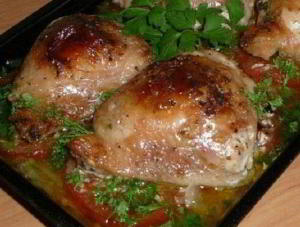 Курица на овощах