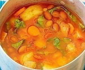 Овощной суп с фасолью и беконом