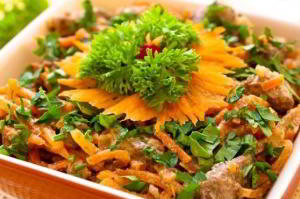 Салат с корейской морковью и печенью