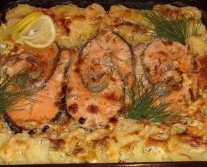 Форель с картофелем запеченная в духовке
