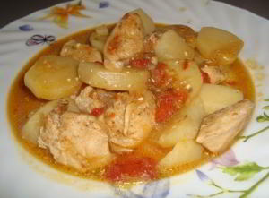 Курица с картофелем под белым вином