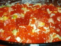 рецепт Салат с креветками и красной рыбой "Сиротский"