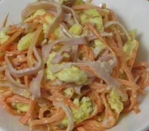 рецепт Салатик с ветчиной и морковкой по-корейски