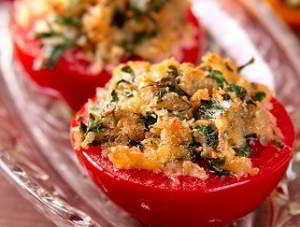 Помидоры под хлебно-сырной корочкой