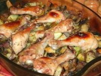 рецепт Куриные голени запечённые с грибами и овощами
