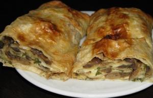 Грибной рулет из лаваша