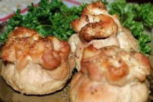 Мешочки с сыром и грибами