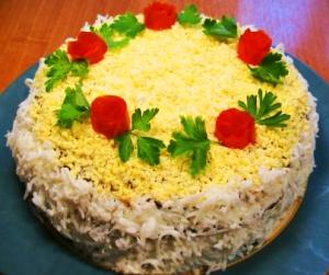 Закусочный тортик «Печёночный» - новогодние рецепты 