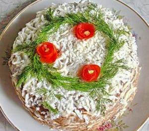Закусочный тортик «Печёночный» - новогодние рецепты