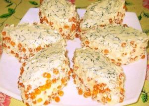 Бутербродное пирожное "Икорная сказка" - новогодние рецепты