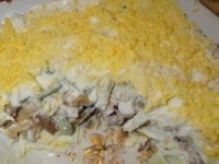 Салат из куриного филе свежих огурцов и консервированных шампиньонов