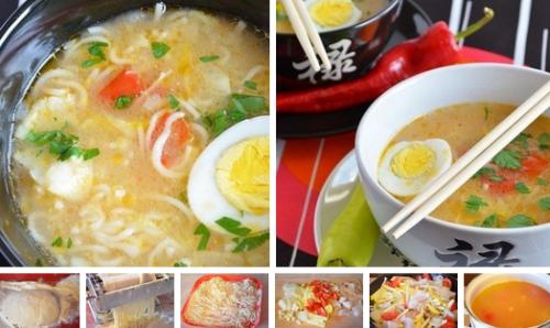 Суп с рисовой лапшой домашнего приготовления
