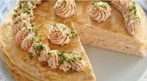 Блинный торт с рыбным муссом