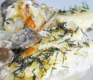 Запеканка картофельная с грибами
