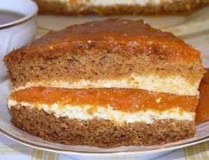 Торт с курагой и творогом