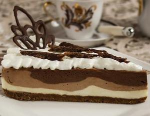 Трехслойный шоколадный чизкейк без выпекания