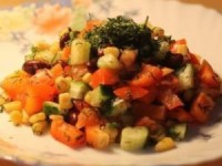 Вкусный овощной салат с красной фасолью