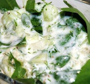 Чесночный салат-соус с огурцами для закуски